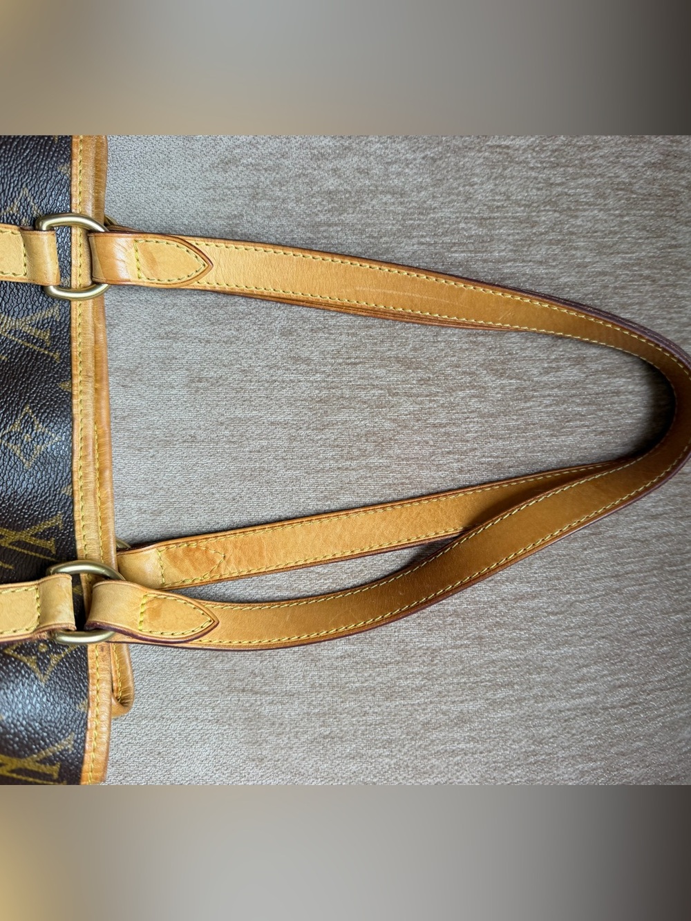 Louis Vuitton Monogram Canvas Shoulder Tote with Tan Trim - Picture 11 of 11